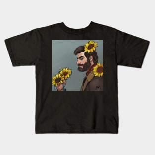 Rosary Boxer holding Sunflowers Kids T-Shirt